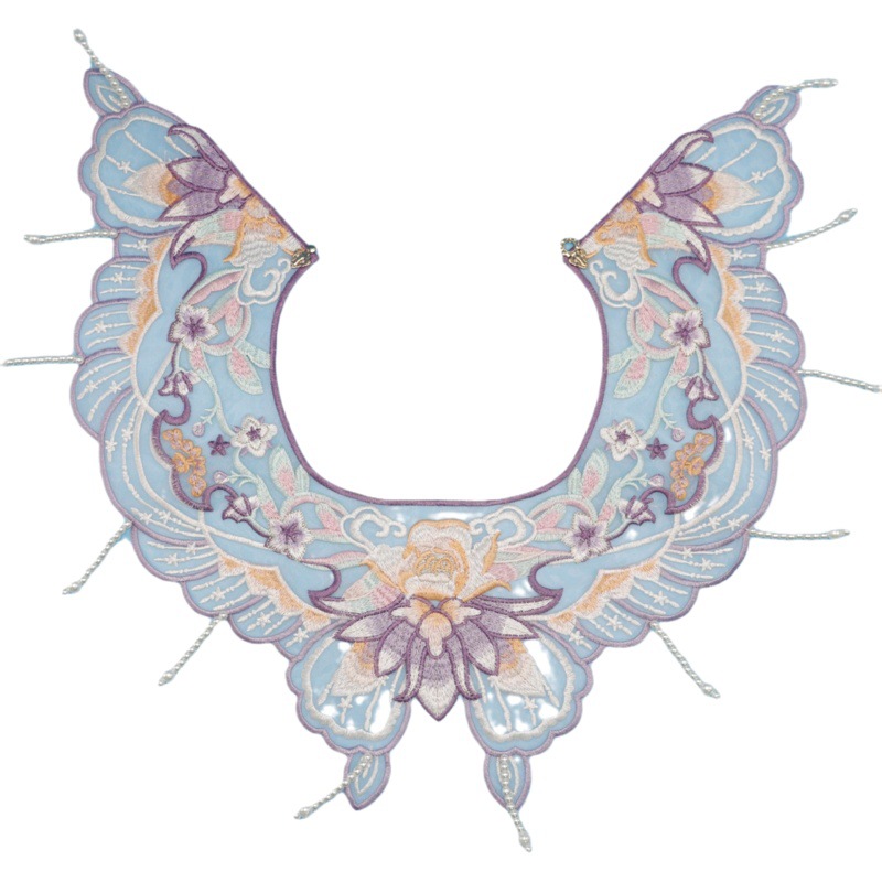 Embroidered Plate Buckle Cloud Shoulder Butterfly-Shaped Beaded Faux Collar Children's Clothing Neck Accessory Hanfu Cloud Shoulder