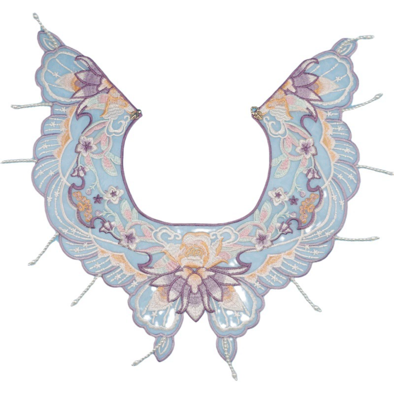 Вышитая нашивка-плечевая лента с облачным узором и бабочками, с бисерным декором, для детской одежды, аксессуаров для шеи и облачных плечевых лент в стиле Ханьфу.