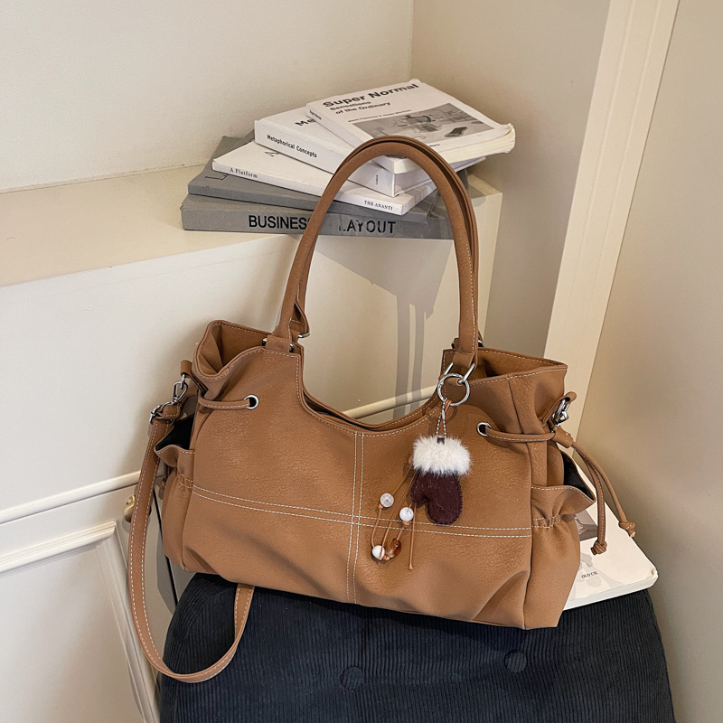 2025 New Winter Fashion Large-Capacity Shoulder Bag Lazy Style Soft Leather Tote Bag Simple Casual Women's Bag