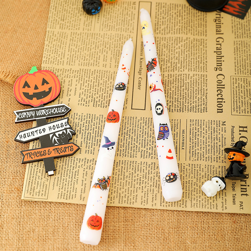 25 センチメートルクロスボーダーハロウィンカボチャゴーストプリントロングロッド無煙キャンドルパーティーパーティーハロウィン装飾小道具|undefined