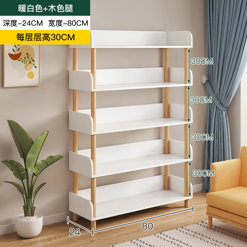 Estantería simple piso de madera maciza pierna de almacenamiento de múltiples capas dormitorio rack de almacenamiento sala de estar estante de exhibición hogar pequeña estantería
