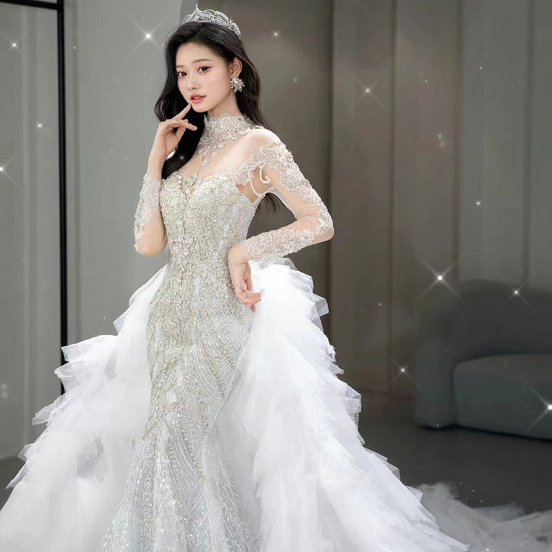 Fishtail Light Wedding Dress Bride 2025 New Main Yarn High-Quality Texture Fugitive Princess Accessible Luxury Niche Going Out Yarn Dress
