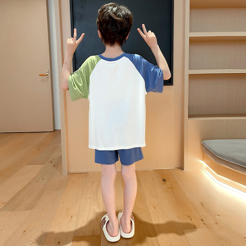 어린이 잠옷 모달 여름 초박형 반팔 대형 어린이 여름 소년 청소년 2024 새로운