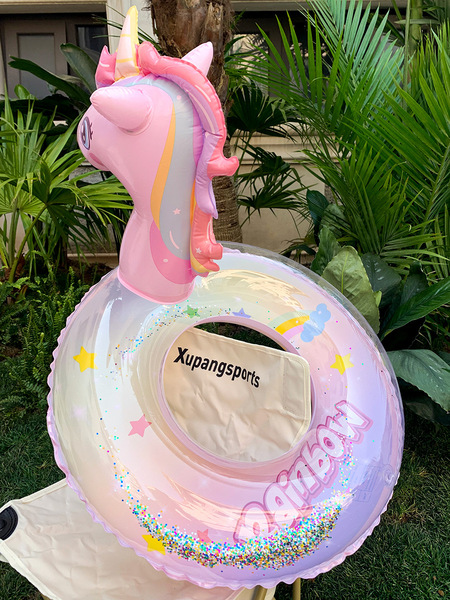 Fashionable rainbow inflatable swimming ring