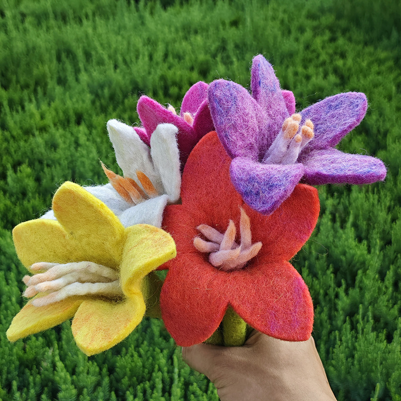 Handmade Wool Felt Bouquet, Creative Flowers, Magnolia Artificial Flowers, Home Decoration Flower Ornaments, Photography Props, Ins