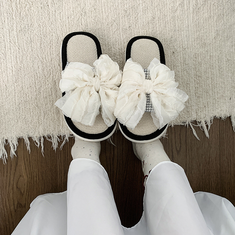 두꺼운 밑단 린넨 하운드투스-블랙+보타이