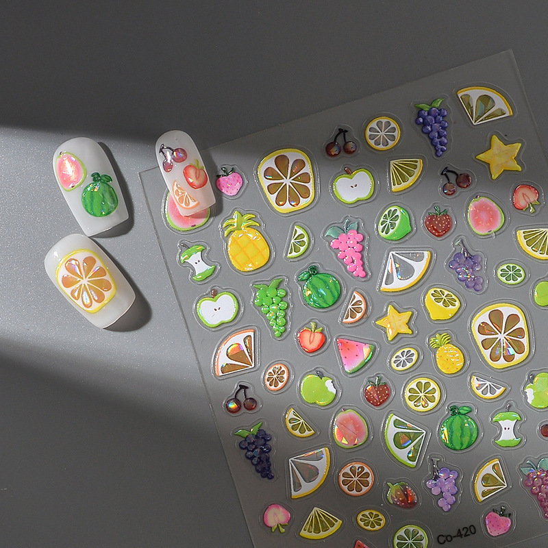 Summer Colorful Fruit Series Nail Art Stickers Ice Cool New Face Nail Stickers Jewelry Wholesale Ins Style
