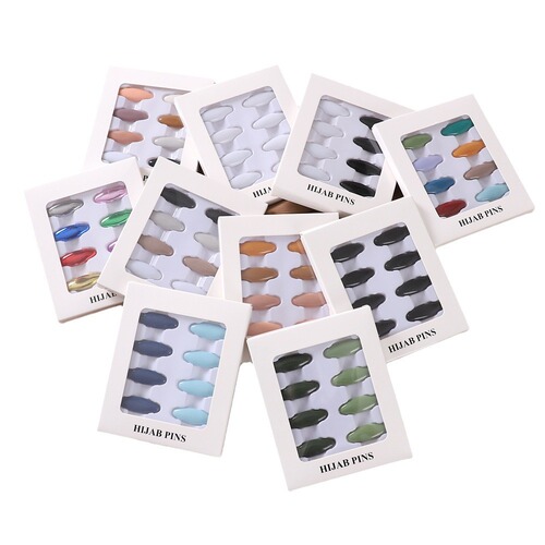 Cross-border colorful plastic safety pins, hijab pins, silk scarf clips, neck clips, anti-exposure scarf pins, scarf buckles boxed