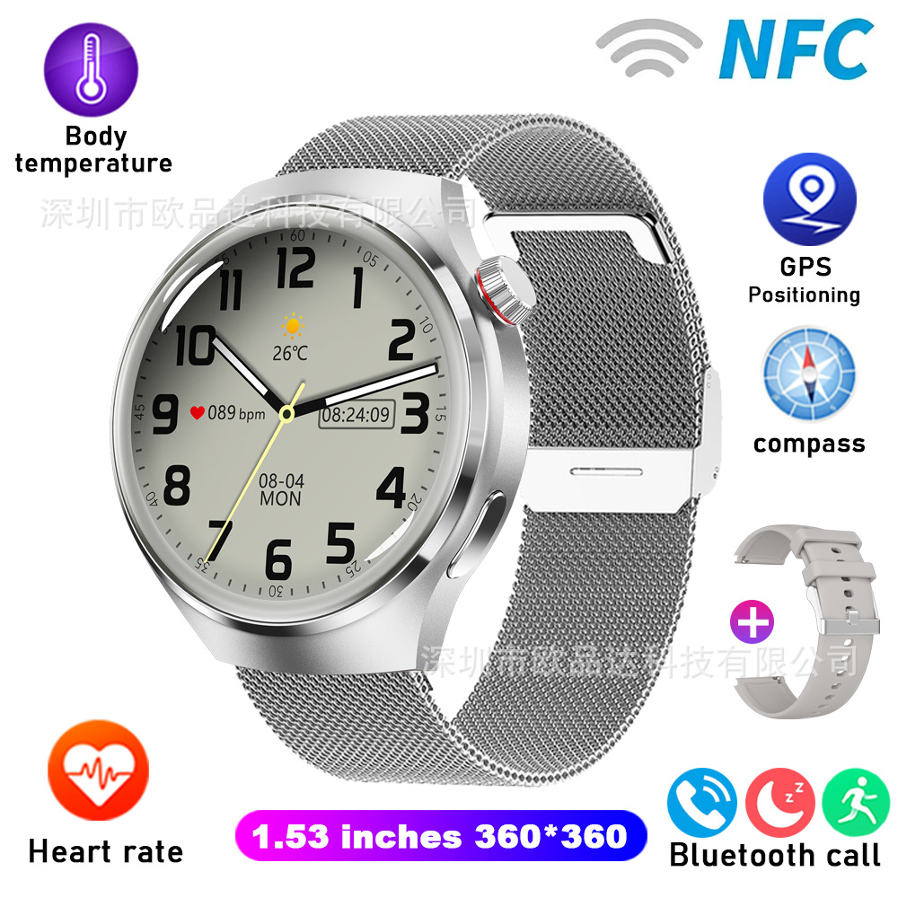 Reloj inteligente deportivo popular transfronterizo Gt4PRO con pantalla redonda, llamada Bluetooth, reloj inteligente deportivo resistente al agua, asistente de voz