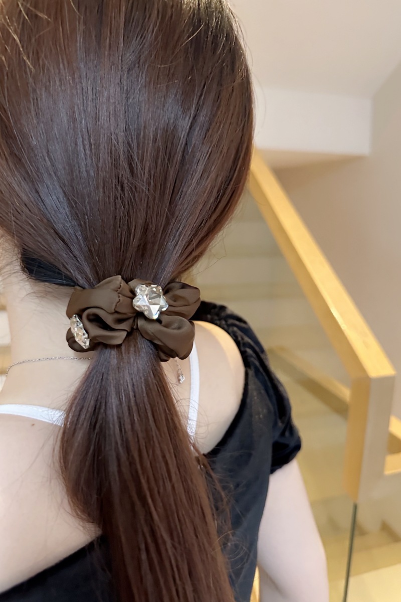 Women's Simple Style Solid Color Cloth Inlay Rhinestones Hair Tie display picture 3