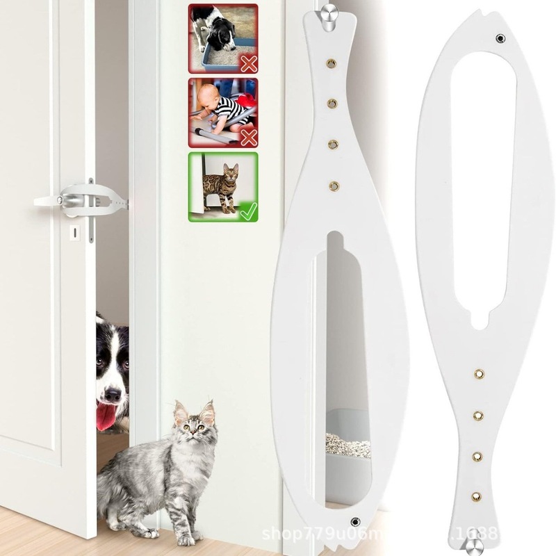 新しい猫の出入り口ペット分離ドア猫ドアブラケットロックフリーパンチング弾性ロックペットドアストッパー|undefined