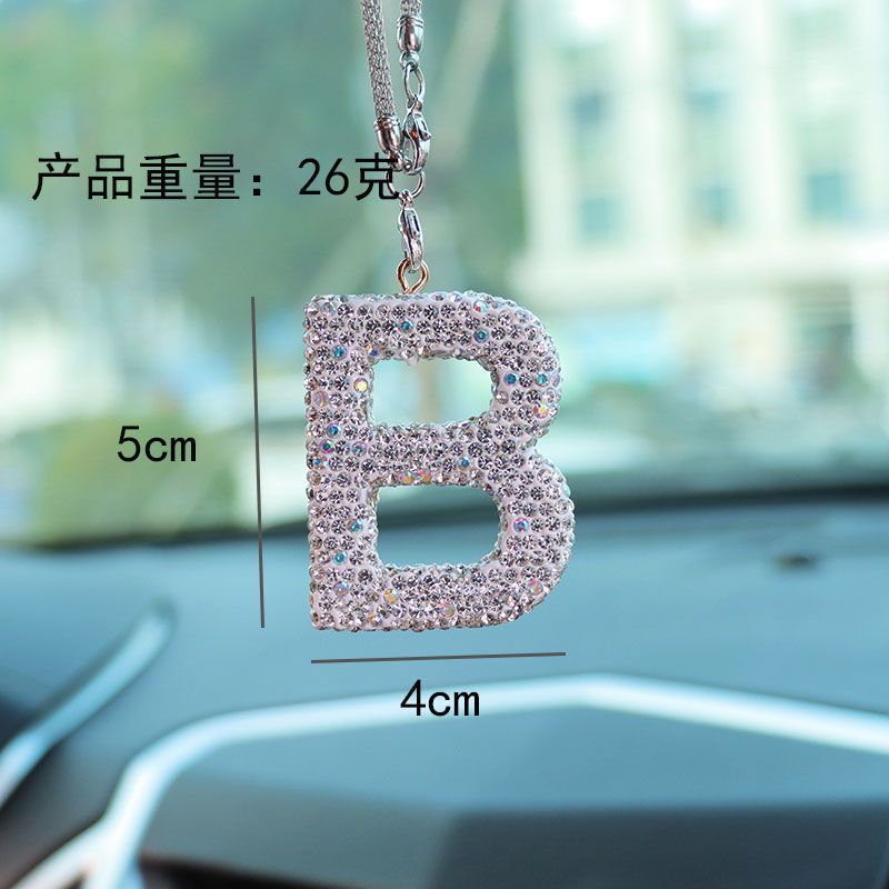 レターカーペンダント セラミック粘土 車のインテリアペンダント レディース ラインストーン 車のバックミラーペンダント ペンダント