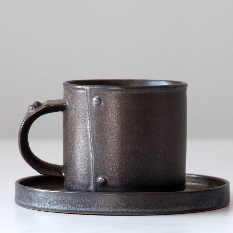 Taza de diseño japonés creativo Oficina capuchino Taza de café de gres Taza de agua de nicho de alto valor