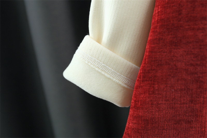 Girls' set for autumn winter 2023 new Korean version with plush and try red baby girl's first year dress_voghion.com