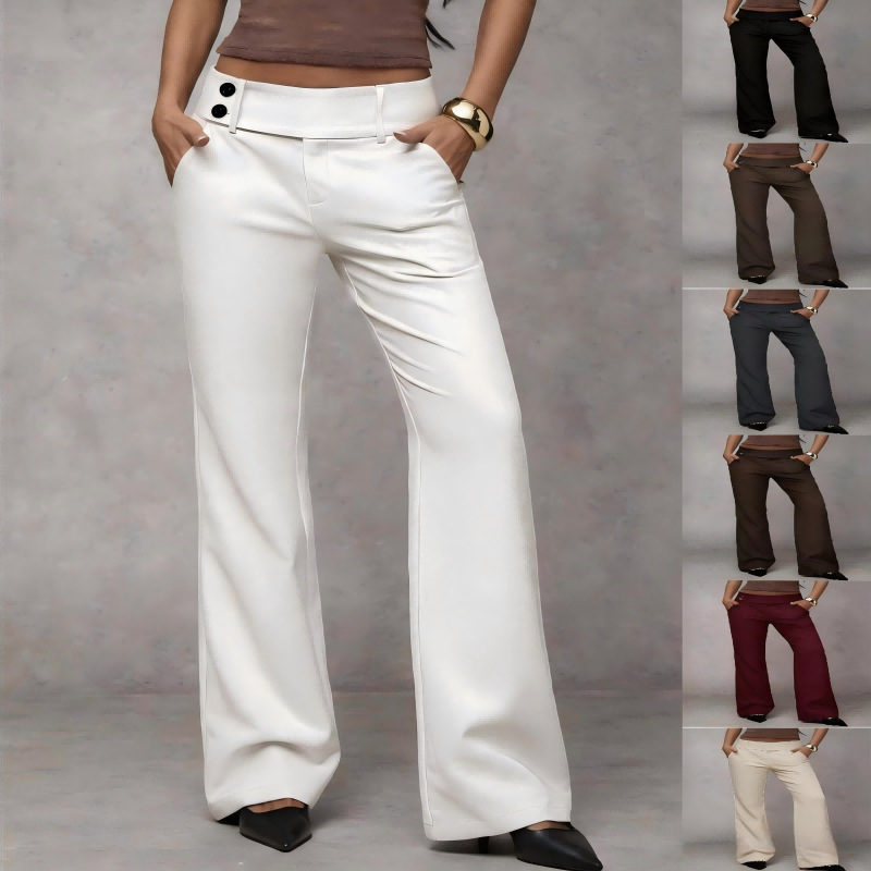 2026 New Solid Color Wide-Leg Pants for Women, Low-Waist, Drapey, Slimming, Height-Enhancing, Versatile, Suitable for Work and Casual Wear, Suit Pants, Long Pants