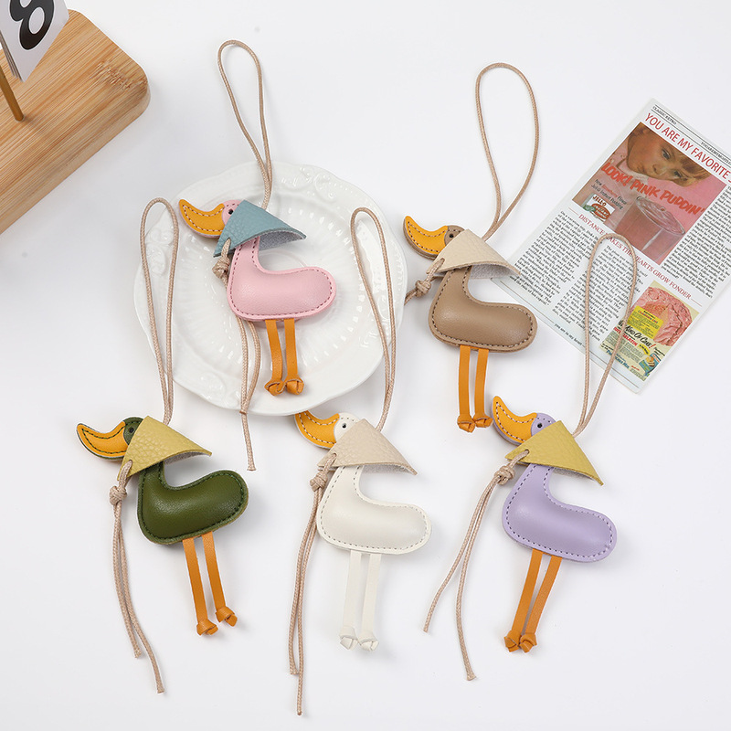Cute Cheering Duck Leather Bag Pendant Creative New Macaron Bag Accessory Keychain Decoration Wholesale
