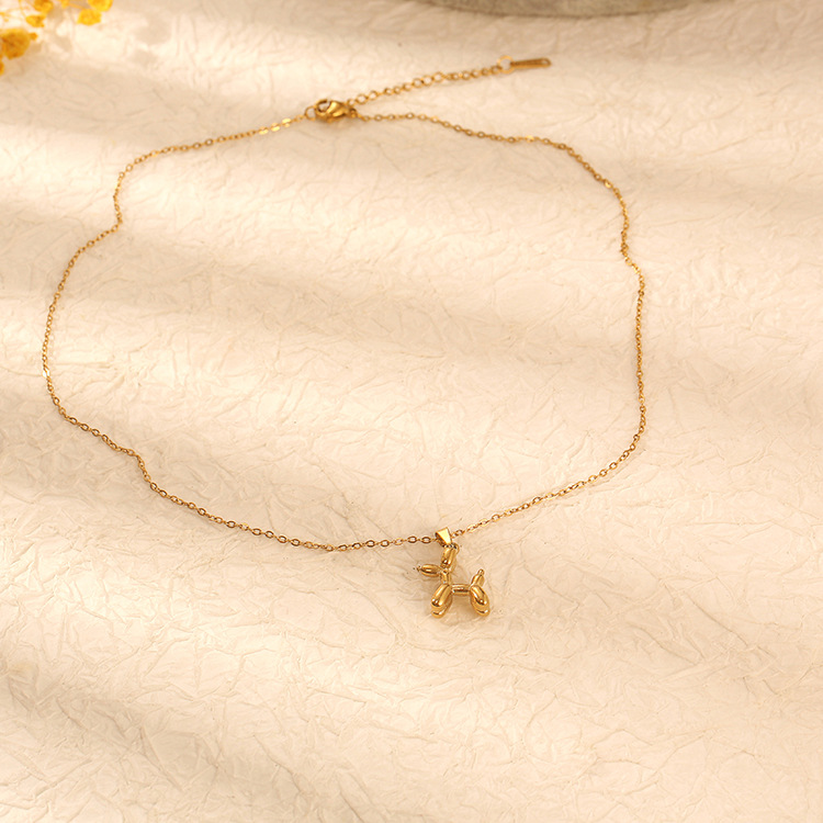 Estilo coreano elegante collar de acero de titanio no se desvanece hembra ins estilo nicho diseño cachorro patrón colgante Cadena de clavícula