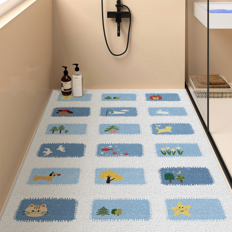 Cartoon Bathroom Wire Loop Floor Mat, Wear-Resistant, Dirt-Resistant, Easy to Maintain, Can Be Cut, Pvc Floor Mat, Household Shower Room Non-Slip Mat Cartoon Bathroom Wire Loop Floor Mat, Wear-Resistant, Dirt-Resistant, Easy to Maintain, Can Be Cut, Pvc Floor Mat, Household Shower Room Non-Slip Mat