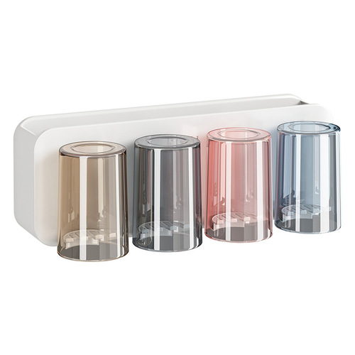 Toothbrush rack without punching, brushing cup, mouthwash cup, wall-mounted shelf, wall-mounted bathroom electric family set