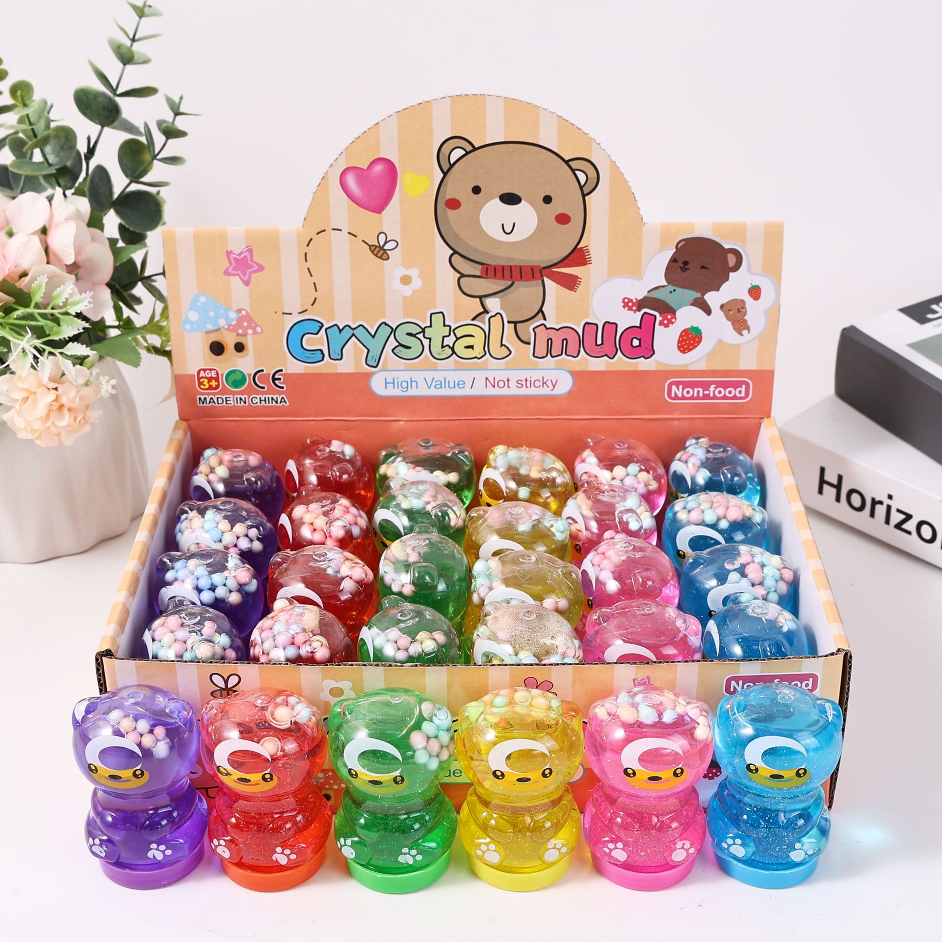 24 piezas de pegamento espumoso de cristal, pegamento M seguro, no tóxico, no pegajoso, juguete educativo, arcilla DIY.