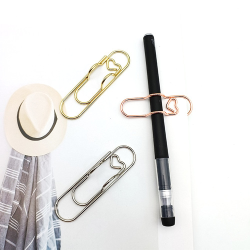 Love heart metal pen holder creative pen clip cute pen clip office meeting pen accessories creative cute pin
