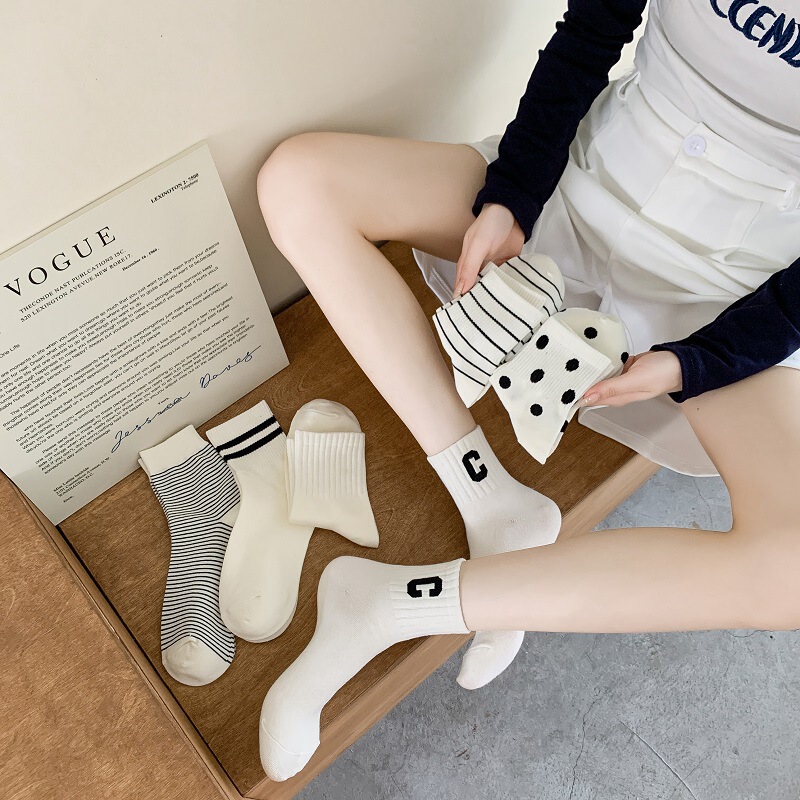 Black and White Striped Socks Children's Mid-length Socks Internet Popular Super Popular Outdoor White Socks Summer Thin Sports Socks Trendy Black and White Striped Socks Children's Mid-length Socks Internet Popular Super Popular Outdoor White Socks Summer Thin Sports Socks Trendy