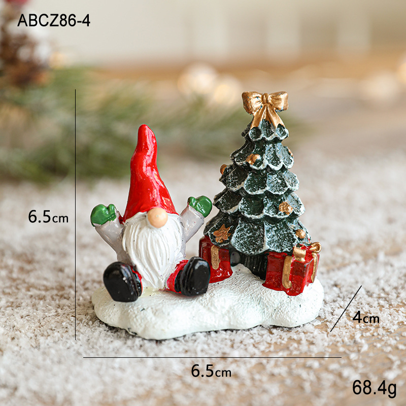 Nuevos productos de resina de Navidad decoración de escritorio casa enana muñeco de nieve árbol de Navidad pintado mini decoración