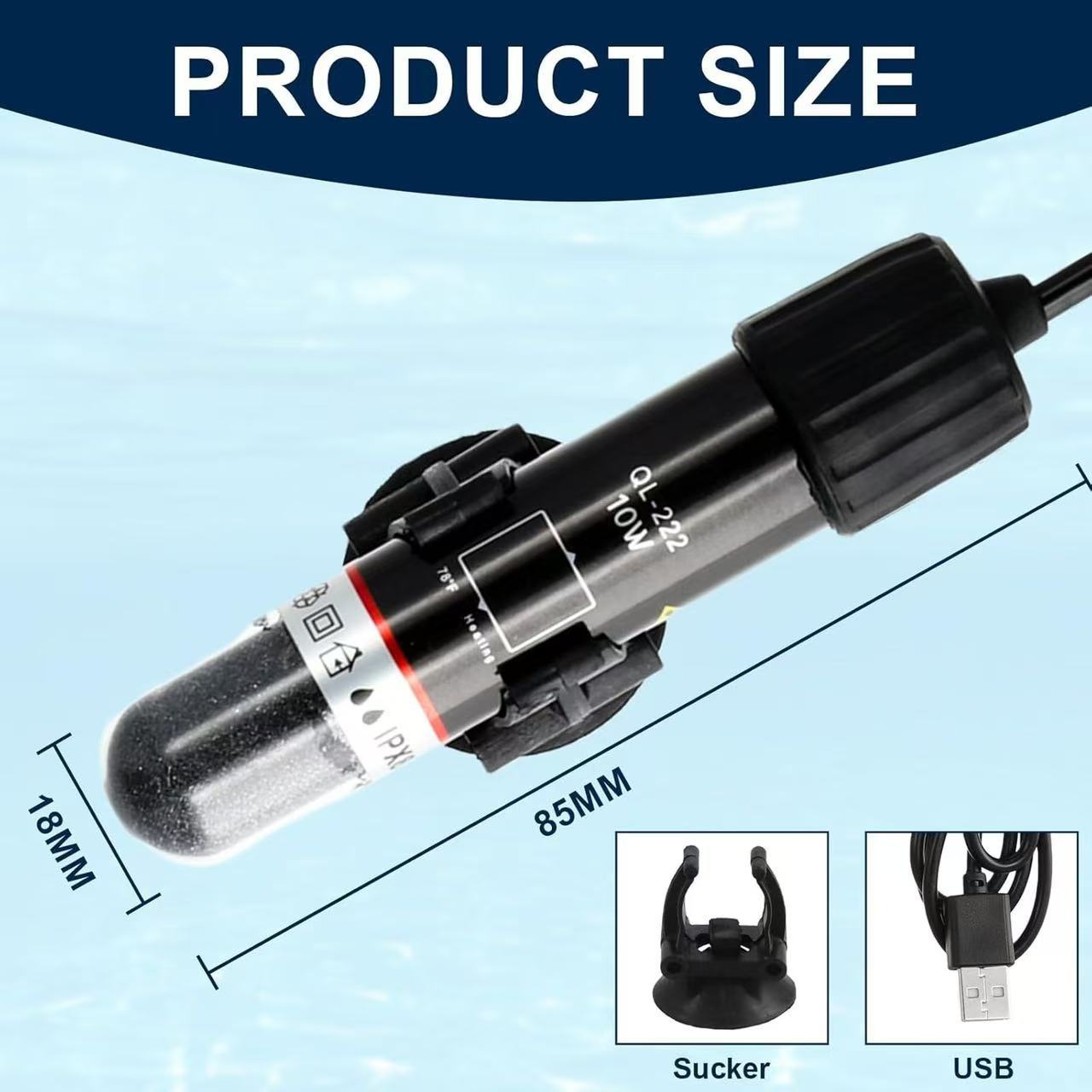 迷你加热棒 小鱼缸自动恒温加热微型usb温控器热带鱼加热石英玻璃