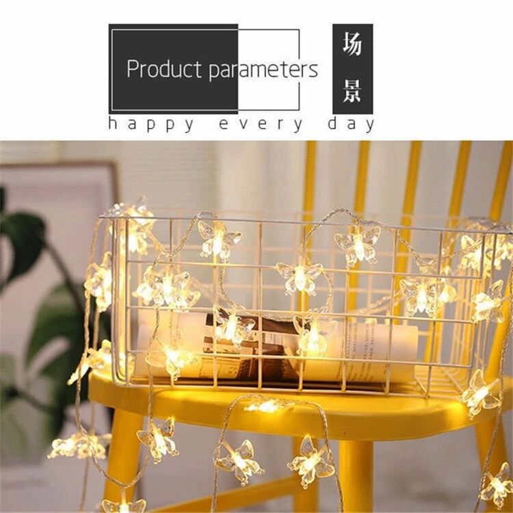 Warna hangat kupu-kupu / Model baterai selalu menyala (1,5 meter 10 lampu)