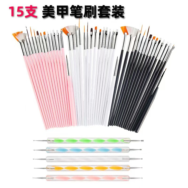 Factory New Nail Art Pen Set with Glitter Handle, Dotting Needle, Black and Gold Slim Waist Acrylic Dotting Pen, Brush Combination Factory New Nail Art Pen Set with Glitter Handle, Dotting Needle, Black and Gold Slim Waist Acrylic Dotting Pen, Brush Combination