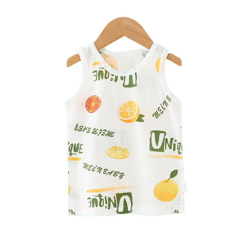 Baby vest thin summer and autumn version A-class pure cotton boneless round neck base leisure 0-5 years old boys and girls children cardigan