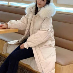 2025新款冬季女中长款过膝棉服外套韩版宽松加厚大毛领棉袄棉衣潮