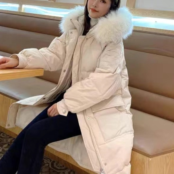 2025新款冬季女中长款过膝棉服外套韩版宽松加厚大毛领棉袄棉衣潮|undefined