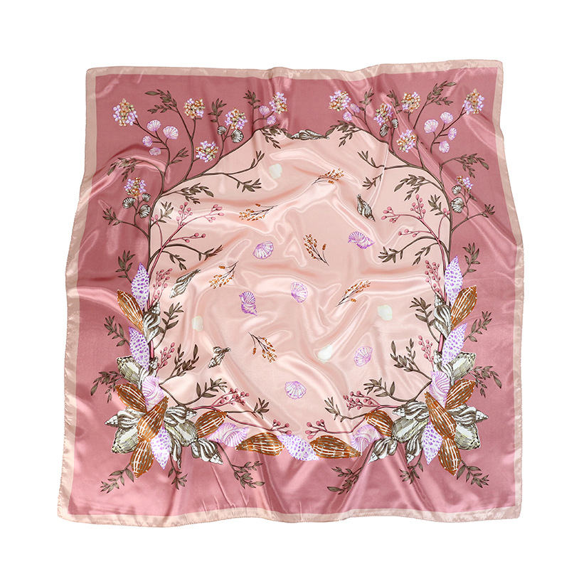 105g Weight Silk Scarf Classification Daily Occasion Women's Casual Simple Style Tree Feather Flower Satin Printing Silk Scarf