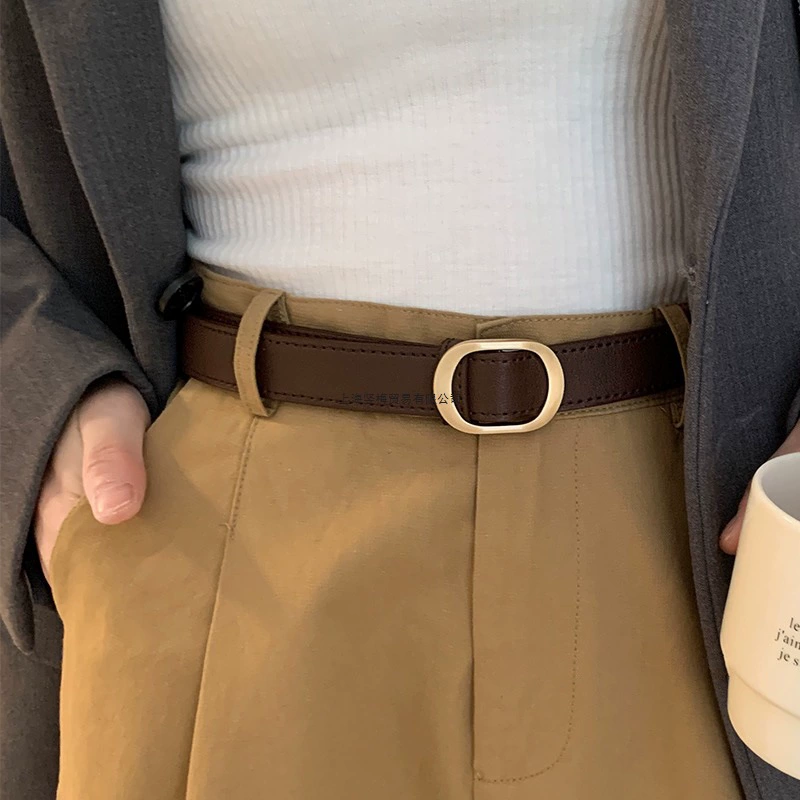 Женский ремень без перфорации, ремень для брюк без отверстий, новый дизайн 2025 года, модный, простой, универсальный, повседневный и элитный.