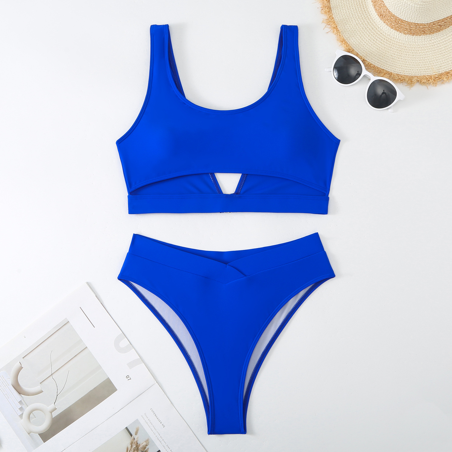 Women's Solid Color 2 Pieces Set Tankinis Swimwear display picture 33