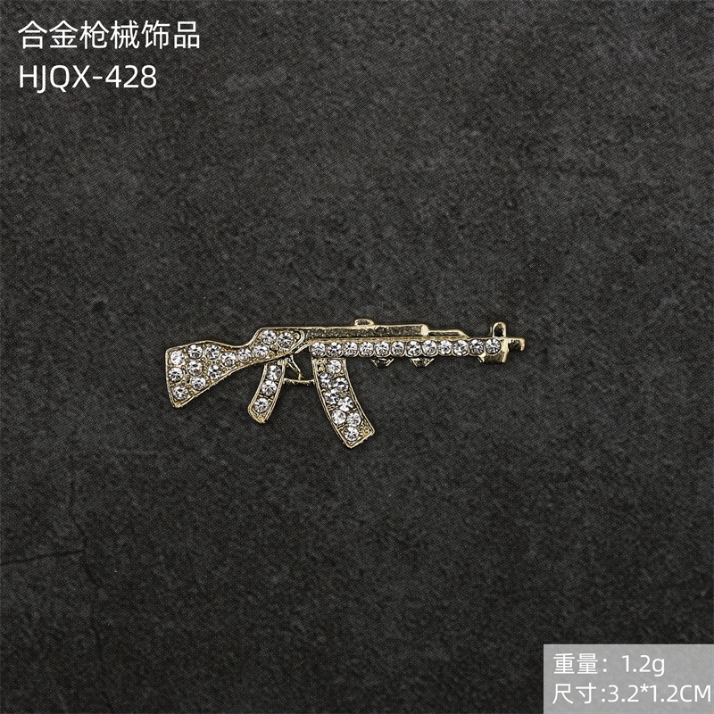 Transfronterizo exclusivo tridimensional retro manicura pistola joyería punk estilo diamante incrustado arma modelo decoración de uñas
