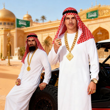 【中东土豪服装】万圣节阿拉伯迪拜白色长袍头巾富翁沙特生日衣饰