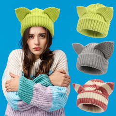 Fashion adult temu Xiyin best-selling women's devil ears thickened full acrylic knitted hat