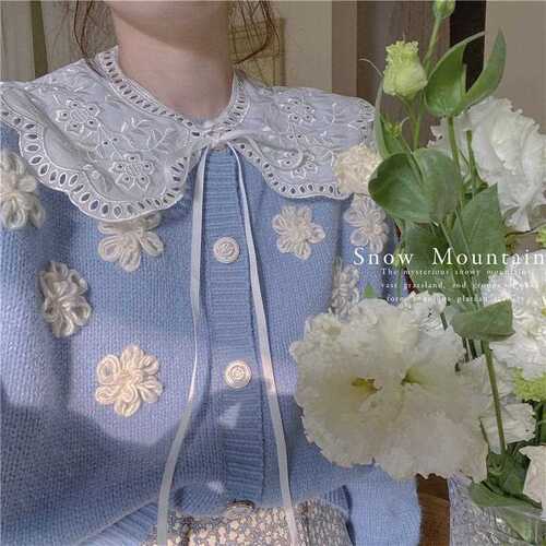Pseudo-lapel children's matching sweater shirt lace baby collar spring and autumn versatile pseudo-lapel small cape