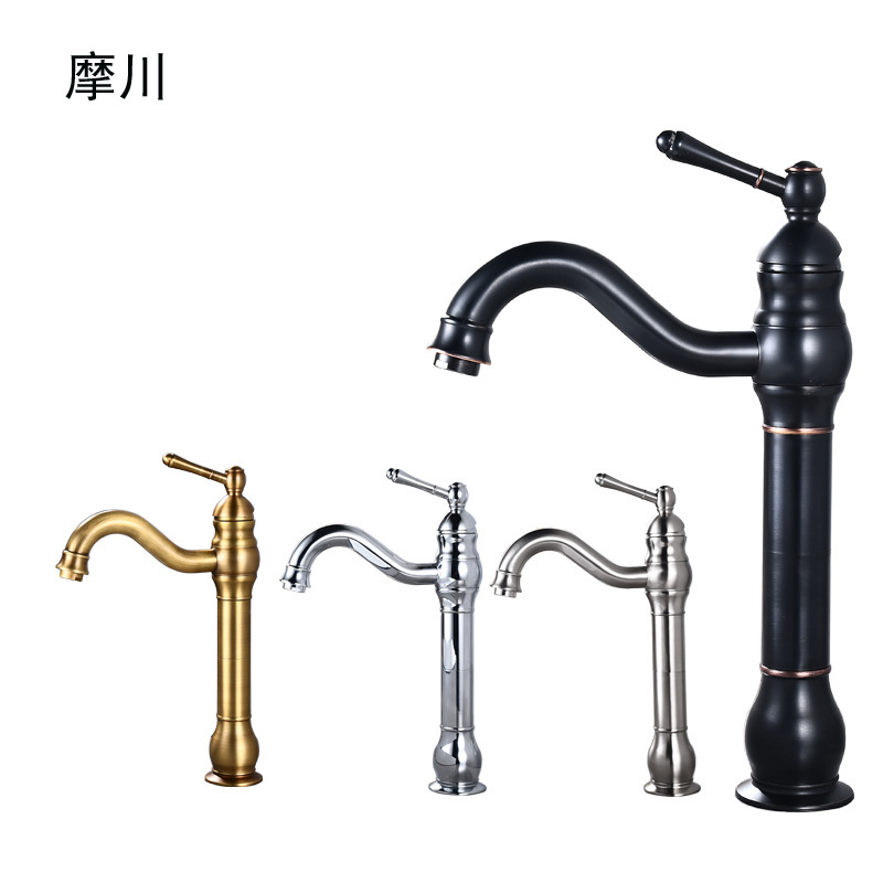 Cross-In Export Washbasin Hot and Cold Faucet Brass Black Antique Black Paint Nickel Brushed Antique American Kitchen Faucet