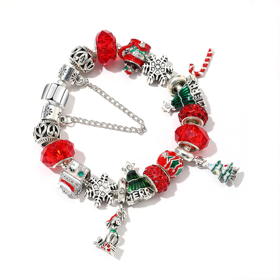 Christmas Beaded Bracelets Christmas Series DIY Green Christmas Tree Bell Pendant Ladies Snake Bone Bracelet Christmas Gift_voghion.com
