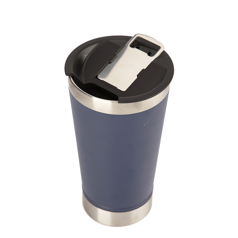 Taza de 20 oz con abridor de botellas incorporado, doble capa de acero inoxidable 304, termo para bebidas heladas o calientes, ideal para exteriores.