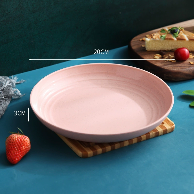 Yimai YuXin Nordic Wheat Straw Plate – Large Fruit & Vegetable Dish, Plastic, 4 Colors