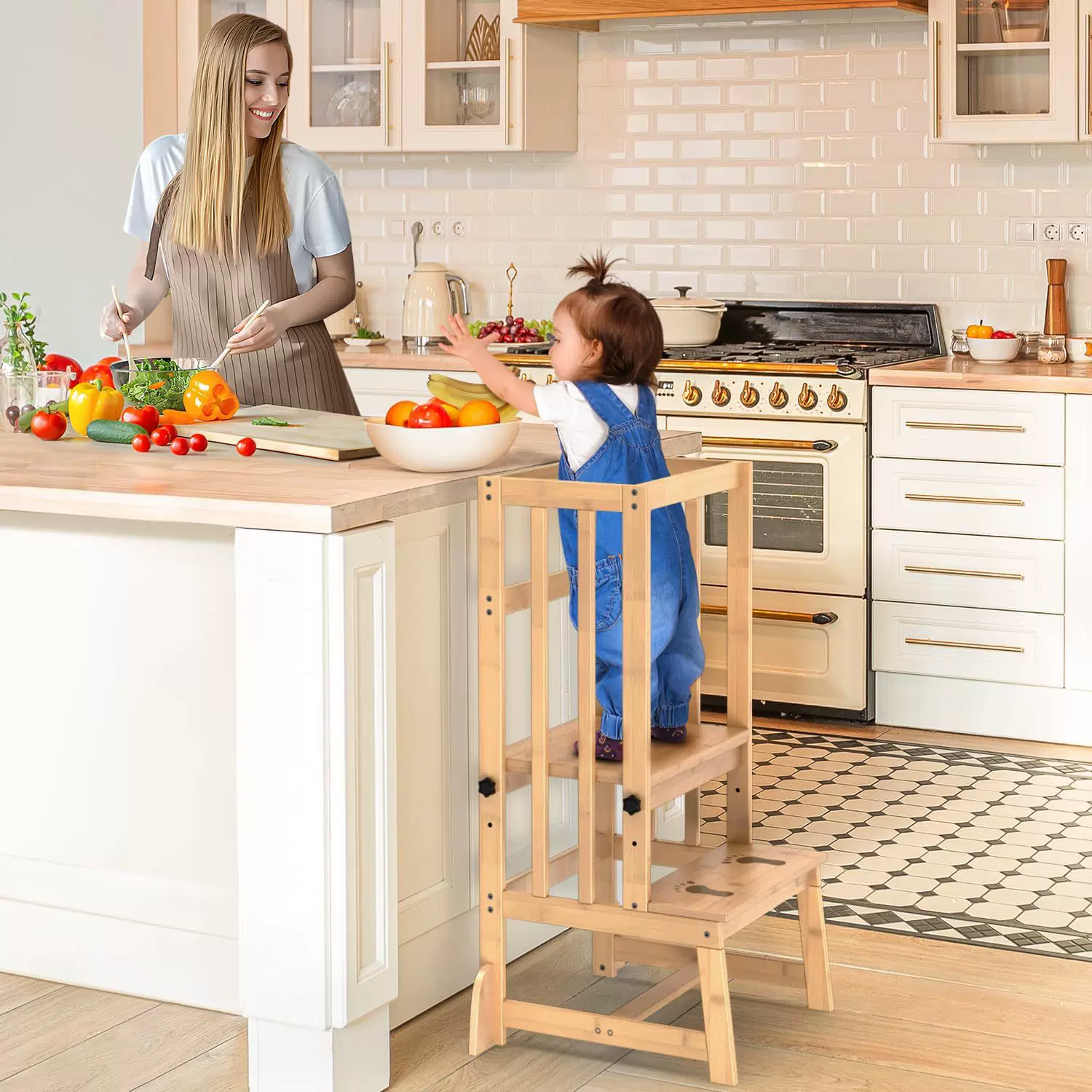 实木宝宝塔蒙氏学习塔儿童凳台阶洗手梯洗漱踏脚扶手凳实木凳