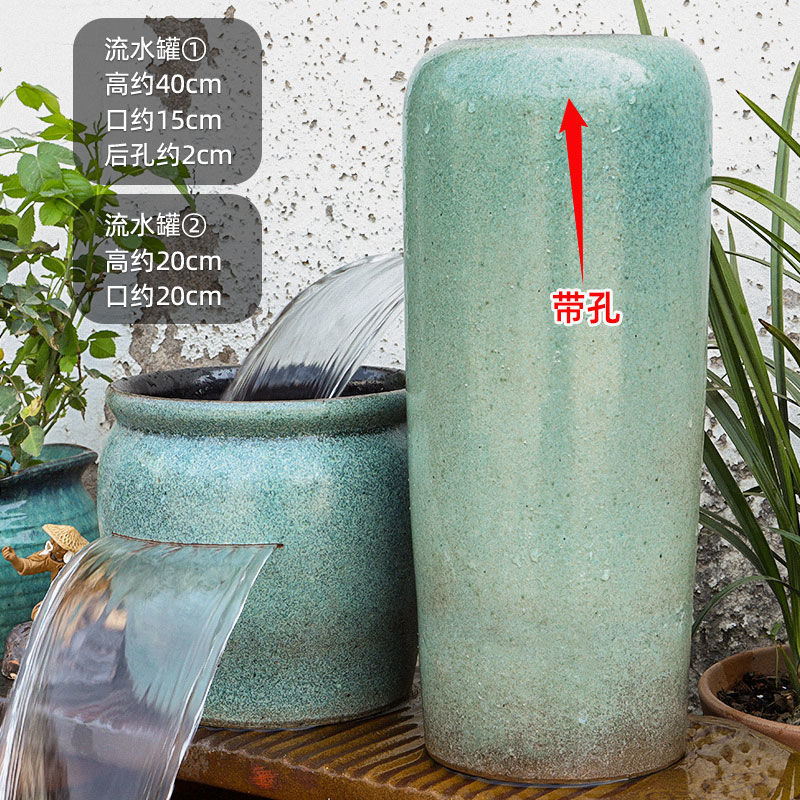 古法陶瓷循环水养鱼造景陶罐鱼缸过滤器鱼池全套生态流水瀑布摆件|undefined