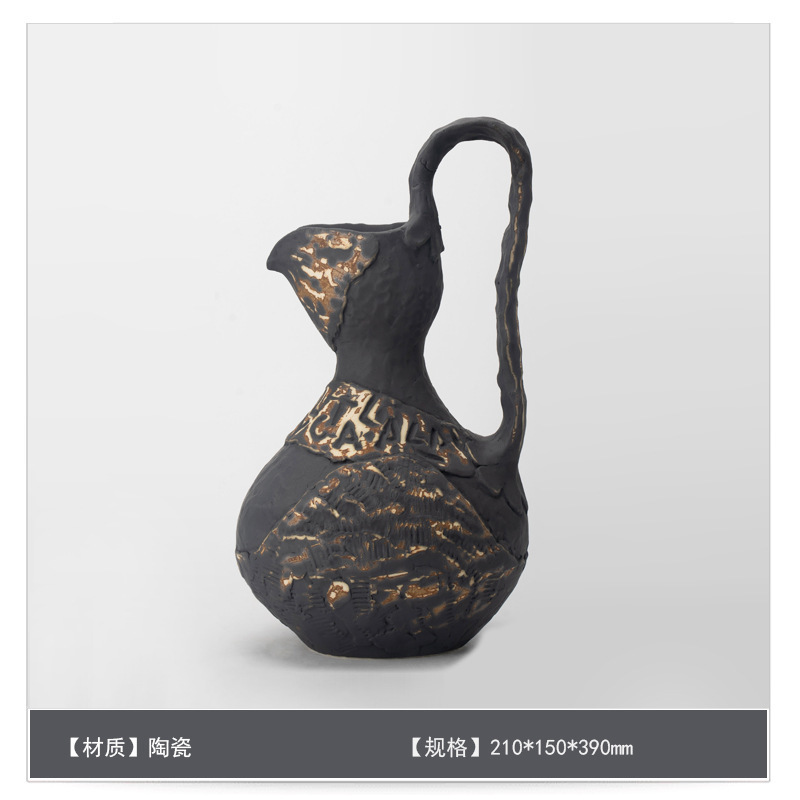 侘寂中古风星点陶瓷花瓶高级感桌面家居软装插花器复古装饰品摆件|undefined