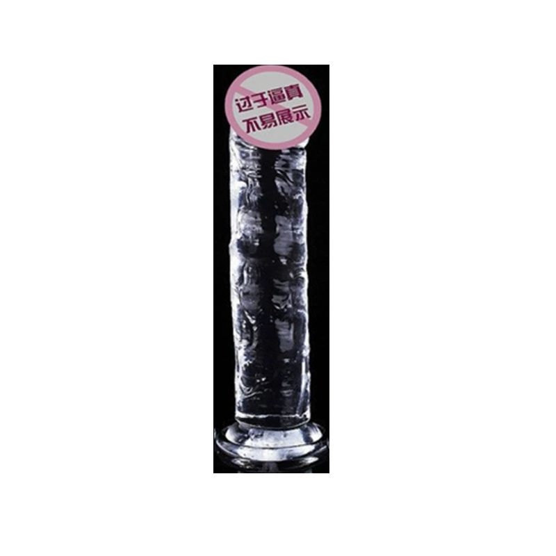 Transparent crystal‑style dildo with suction cup, simulated texture, multiple sizes (extra small–XL)