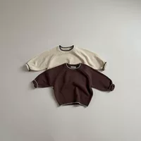 Ins детская одежда k-style 2024, осенняя одежда для мальчиков и девочек 1-8 лет, круглый вырез, цветной милый трикотаж, пуловер, трикотаж