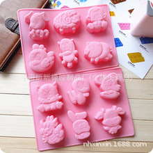 Q版十二生肖硅胶模具食品级耐高温冷冻石膏肥皂糖果蛋糕模型烤箱
